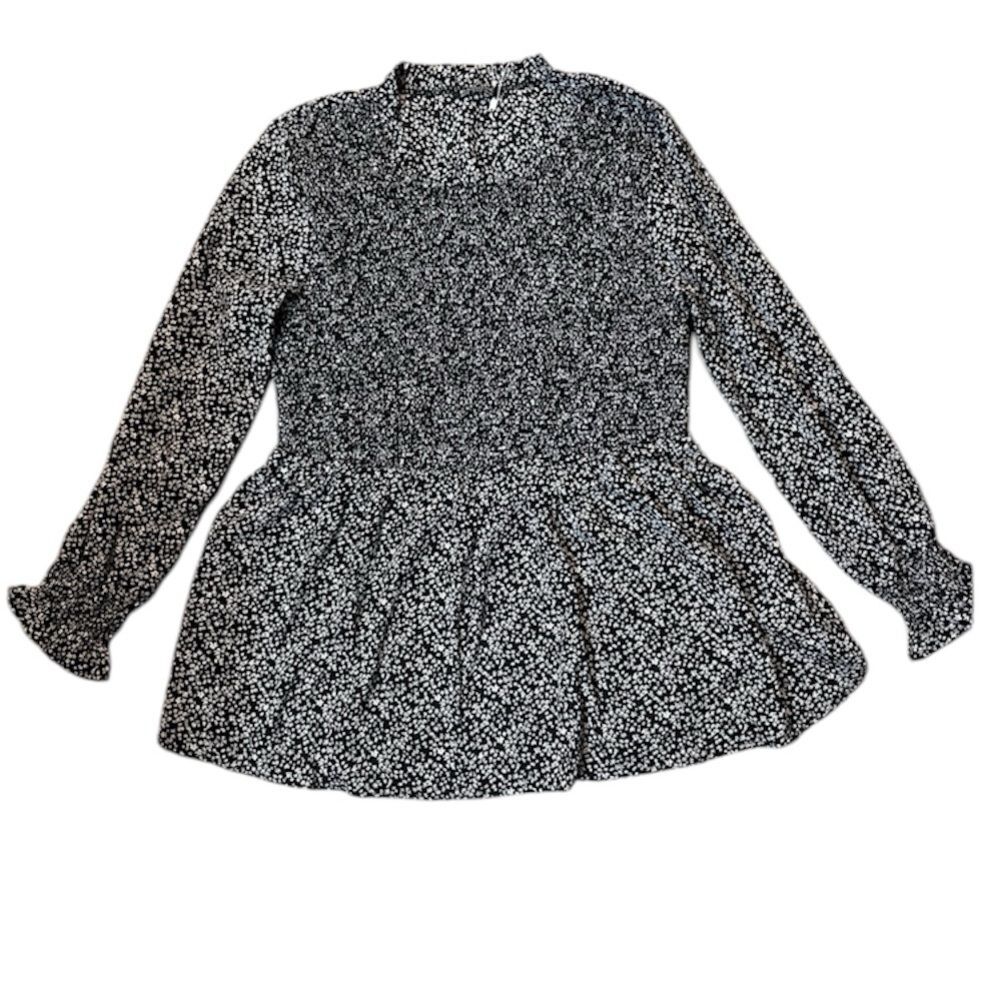 NWT Bloomchic Floral Shirred Ruffle‎ Sleeve Elastic Waist Blouse Size 14-16